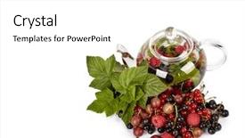  Presentation with tea leaves - PPT theme having teapot with fruit tea background and a white colored foreground