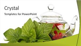  Presentation with tea leaves - PPT layouts consisting of teapot with fruit tea background and a white colored foreground