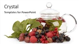  Presentation with tea leaves - Cool new slide set with teapot with fruit tea backdrop and a white colored foreground