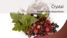  Presentation with tea leaves - Presentation design enhanced with teapot with fruit tea background and a light gray colored foreground