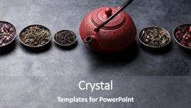  Presentation with black tea - Beautiful presentation theme featuring teapots - various dry tea assortment backdrop and a gray colored foreground