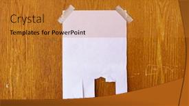  Presentation with wall street - PPT theme consisting of tear-off-paper-on-wood background and a gold colored foreground
