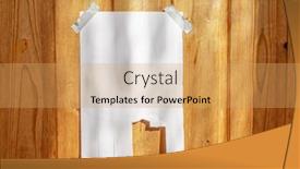  Presentation with announcement - PPT theme with tear-off-paper-on-wood background and a yellow colored foreground