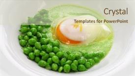  Presentation with peas - Amazing slide deck having tear peas with poached egg backdrop and a soft green colored foreground
