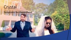  Presentation with marriage - Theme having shooting wedding studio shoot - tearful bride and puzzled groom background and a coral colored foreground