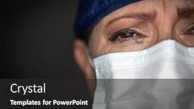  Presentation with medical dark - Audience pleasing slide deck consisting of tearful-stressed-female-doctor backdrop and a dark gray colored foreground