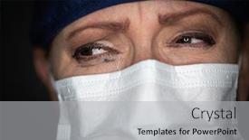  Presentation with stressed nurse - PPT theme featuring tearful-stressed-female-doctor background and a light gray colored foreground