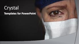  Presentation with medical dark - Slide set consisting of tearful-stressed-female-doctor background and a dark gray colored foreground