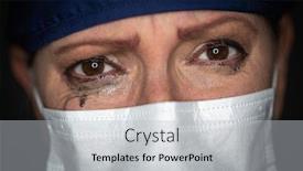  Presentation with medical dark - Beautiful slide deck featuring tearful-stressed-female-doctor backdrop and a light gray colored foreground