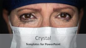  Presentation with medical dark - Colorful slide set enhanced with tearful-stressed-female-doctor backdrop and a light gray colored foreground