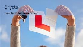  Presentation with car key - Presentation design with tearing-l-plate-against background and a  colored foreground