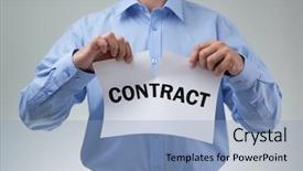  Presentation with angry - Cool new presentation theme with tearing up a document contract backdrop and a light blue colored foreground