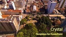  Presentation with aerial - Audience pleasing theme consisting of teather - aerial view of ribeirao preto backdrop and a tawny brown colored foreground