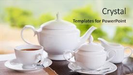  Presentation with tea - Beautiful slides featuring teatime drink and object concept backdrop and a yellow colored foreground