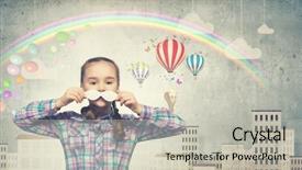  Presentation with paper - Colorful theme enhanced with teatre - cute girl wearing shirt backdrop and a soft green colored foreground