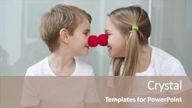 Presentation with white pigeon against the blue - Amazing slide set having teatre - happy young siblings in white backdrop and a coral colored foreground