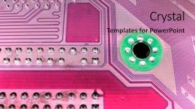  Presentation with blue circuit board solderings - Beautiful slide deck featuring tec - close up of circuit board backdrop and a  colored foreground