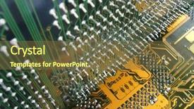  Presentation with electronics printed circuit board blue - Beautiful presentation theme featuring tec - close up of circuit board backdrop and a tawny brown colored foreground