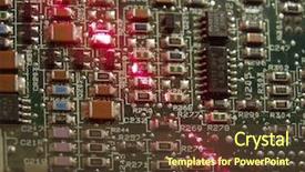  Presentation with electronics printed circuit board blue - Presentation having tec - close-up of circuit board background and a tawny brown colored foreground