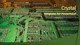  Presentation with blue circuit board solderings - Audience pleasing PPT theme consisting of tec - close up of circuit boards backdrop and a  colored foreground