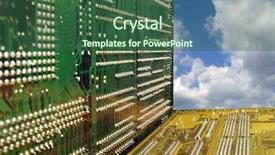  Presentation with blue circuit board solderings - Slide set having tec - close up of circuit boards background and a ocean colored foreground