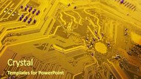  Presentation with blue circuit board solderings - Amazing slides having tec - main circuit board in computer backdrop and a tawny brown colored foreground