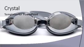  Presentation with glasses - Slide deck having tec - swiming glasses on white background and a light gray colored foreground