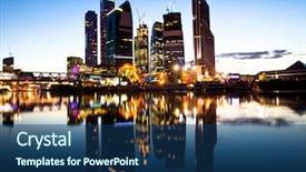  Presentation with abstract business - Audience pleasing theme consisting of tech abstract - new skyscrapers moscow business centre backdrop and a ocean colored foreground
