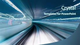  Presentation with tunnel - Colorful presentation theme enhanced with tech background - train moving in tunnel backdrop and a ocean colored foreground