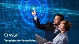  Presentation with high tech technology - Slide set featuring tech couple pressing high technology control panel screen concept background and a ocean colored foreground