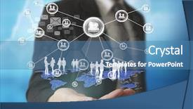  Presentation with network social media sns internet - PPT theme featuring tech events - holding virtual icon of social background and a  colored foreground