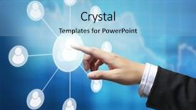  Presentation with touch screen - PPT theme featuring tech events - touch screen virtual icon background and a light blue colored foreground