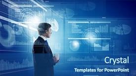  Presentation with digital - Theme with tech graphs - businessman in suit against digital background and a  colored foreground