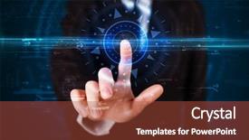  Presentation with high tech technology - PPT theme featuring tech guy pressing high technology background and a red colored foreground
