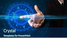  Presentation with high tech technology - Presentation featuring tech guy pressing high technology background and a ocean colored foreground