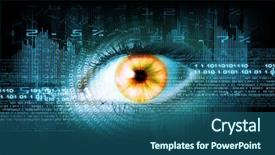  Presentation with high tech technology - Audience pleasing presentation theme consisting of tech image of human eye backdrop and a ocean colored foreground