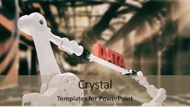  Presentation with data center - Audience pleasing slides consisting of tech stack - computer generated image of metallic backdrop and a coral colored foreground