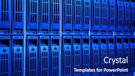  Presentation with tech stack - PPT theme having tech stack - data center with hard drives background and a navy blue colored foreground