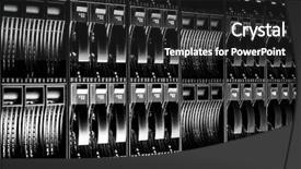  Presentation with data center - PPT theme consisting of tech stack - detail of data center background and a dark gray colored foreground