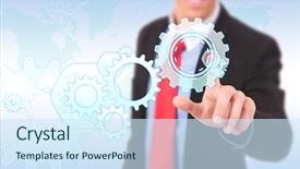  Presentation with business process - PPT layouts with tech support - business man driving business process background and a sky blue colored foreground