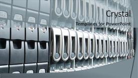  Presentation with data driven - Colorful PPT theme enhanced with tech support - detail of data center backdrop and a light gray colored foreground