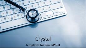  Presentation with tech support - Beautiful slide set featuring tech support - electronic medical stethoscope on keyboard backdrop and a light blue colored foreground