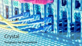  Presentation with fiber optic - Slides enhanced with tech support - fiber optic cables connected background and a light blue colored foreground