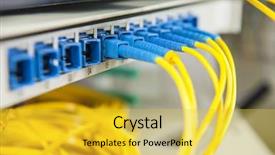  Presentation with tech support - Audience pleasing theme consisting of tech support - fiber optic switchboard with wires backdrop and a yellow colored foreground