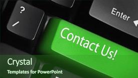  Presentation with key performance indicators - Audience pleasing slides consisting of tech support - keyboard - green key contact backdrop and a forest green colored foreground