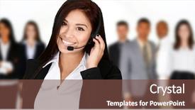  Presentation with tech support - Presentation theme consisting of tech support - young woman giving help background and a tawny brown colored foreground