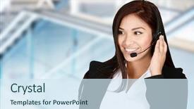  Presentation with teamwork volunteer charity help giving - Slide deck having tech support - young woman giving help background and a sky blue colored foreground