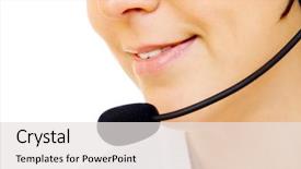  Presentation with tech support - Theme with tech support girl face isolated background and a  colored foreground