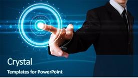  Presentation with high tech - Presentation design with tech type of modern button background and a ocean colored foreground