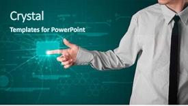  Presentation with modern tech - Presentation theme having tech type of modern button background and a ocean colored foreground